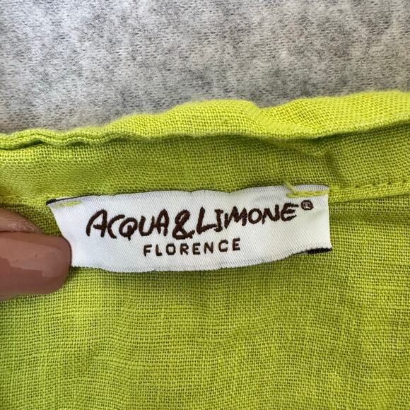 Acqua Limone Linen Lagenlook Top Green Womens XL Boho Hippie Long Artsy Italy - Picture 3 of 9